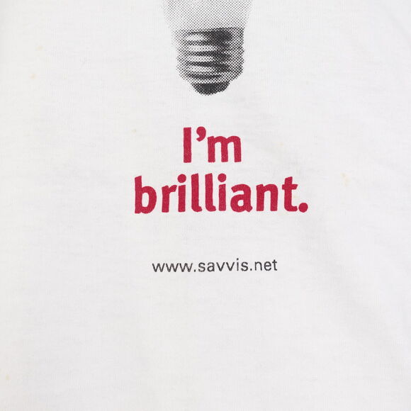 VINTAGE I'M BRILLIANT LIGHT BULB SAVVIS SMART NETWORK SOLUTION 90s 00s TSHIRT XL - Picture 2 of 13